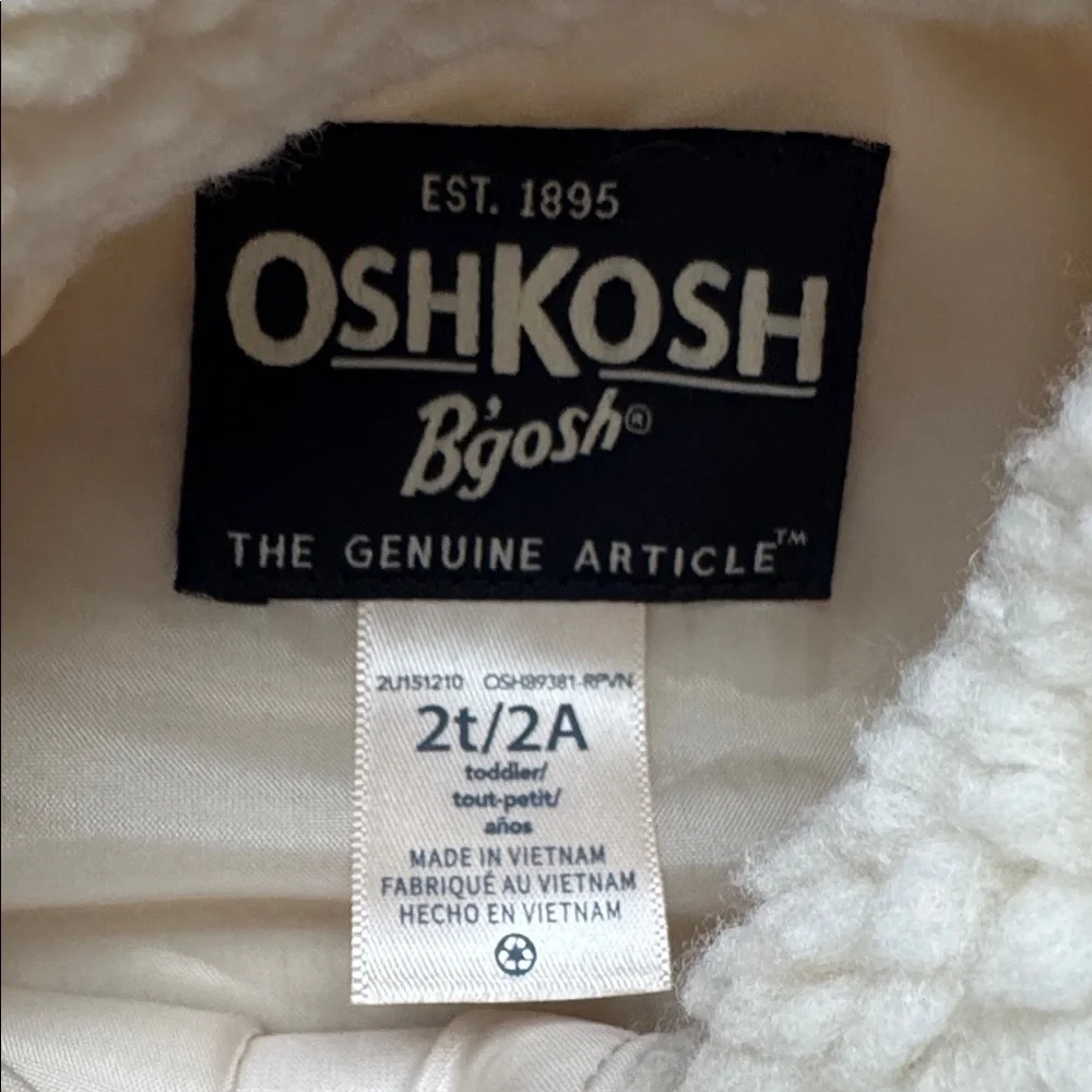OshKosh B'gosh Teddy Fleece Cream Jacket Toddler 2T NWT New